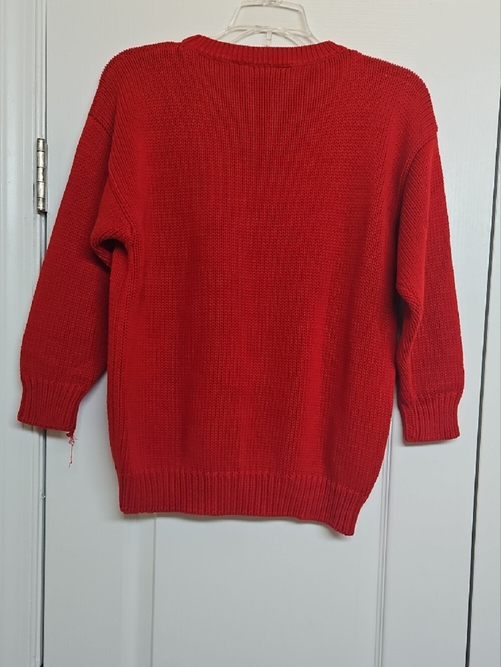 Vintage 90s Liz Claiborne Hand Knit Sweater Grandmacore 4P Red Floral Chic - Picture 6 of 6
